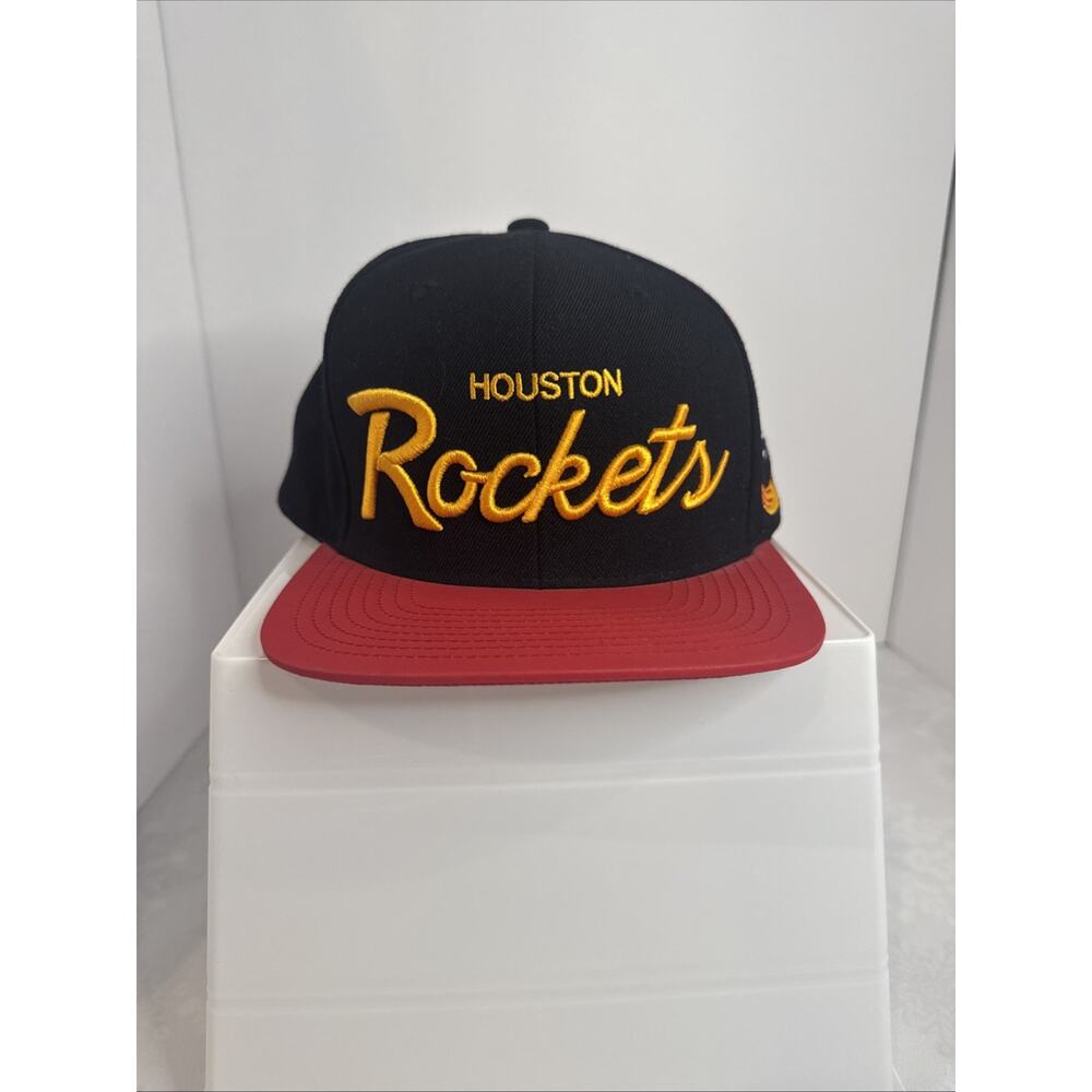 Houston Rockets Mitchell‎ & Ness Black Hardwood Classics 3D Script SnapBack Hat